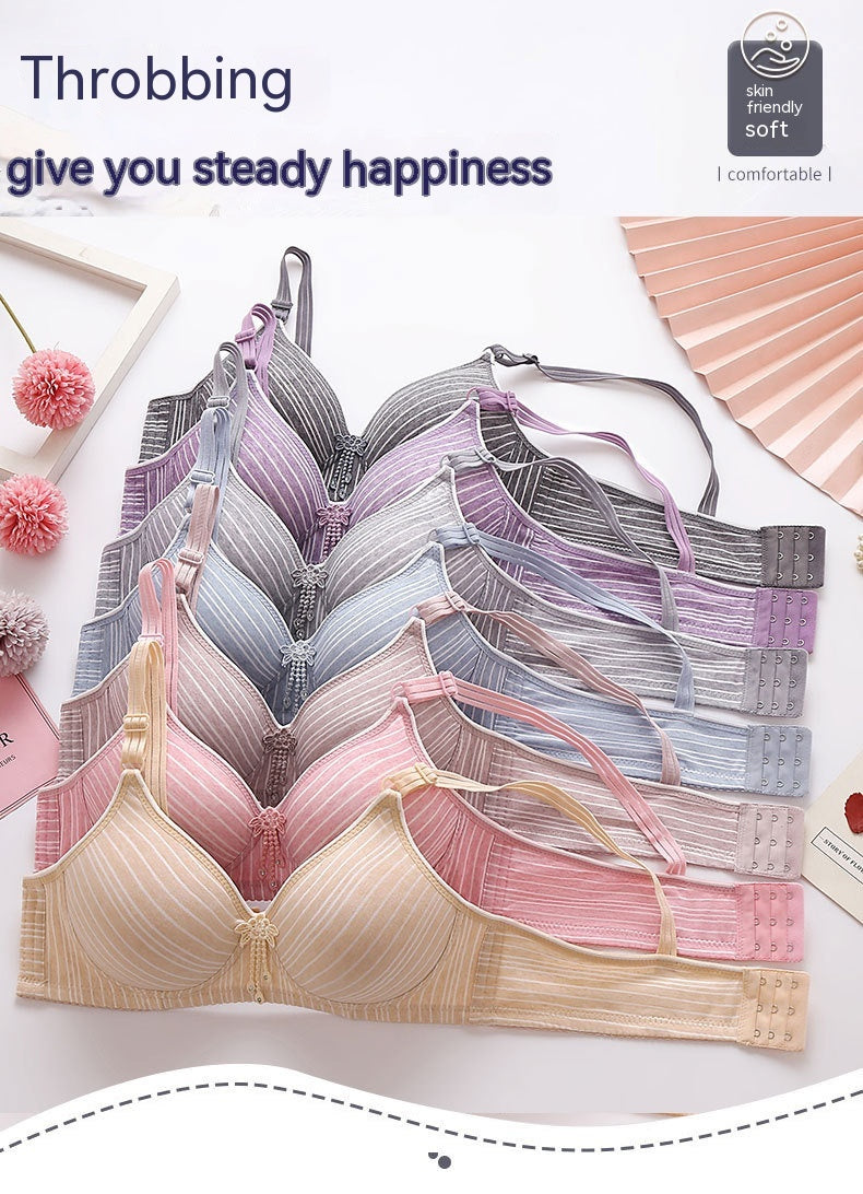 Wireless Clamshell Striped Thin Bra