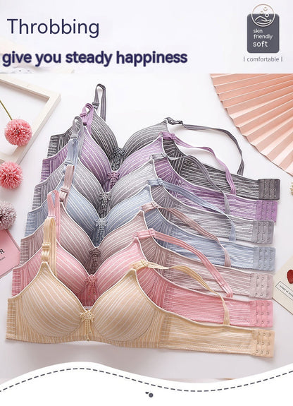 Wireless Clamshell Striped Thin Bra