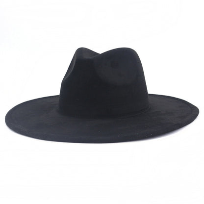 Suede Top Big Brim Flat Edge Hat