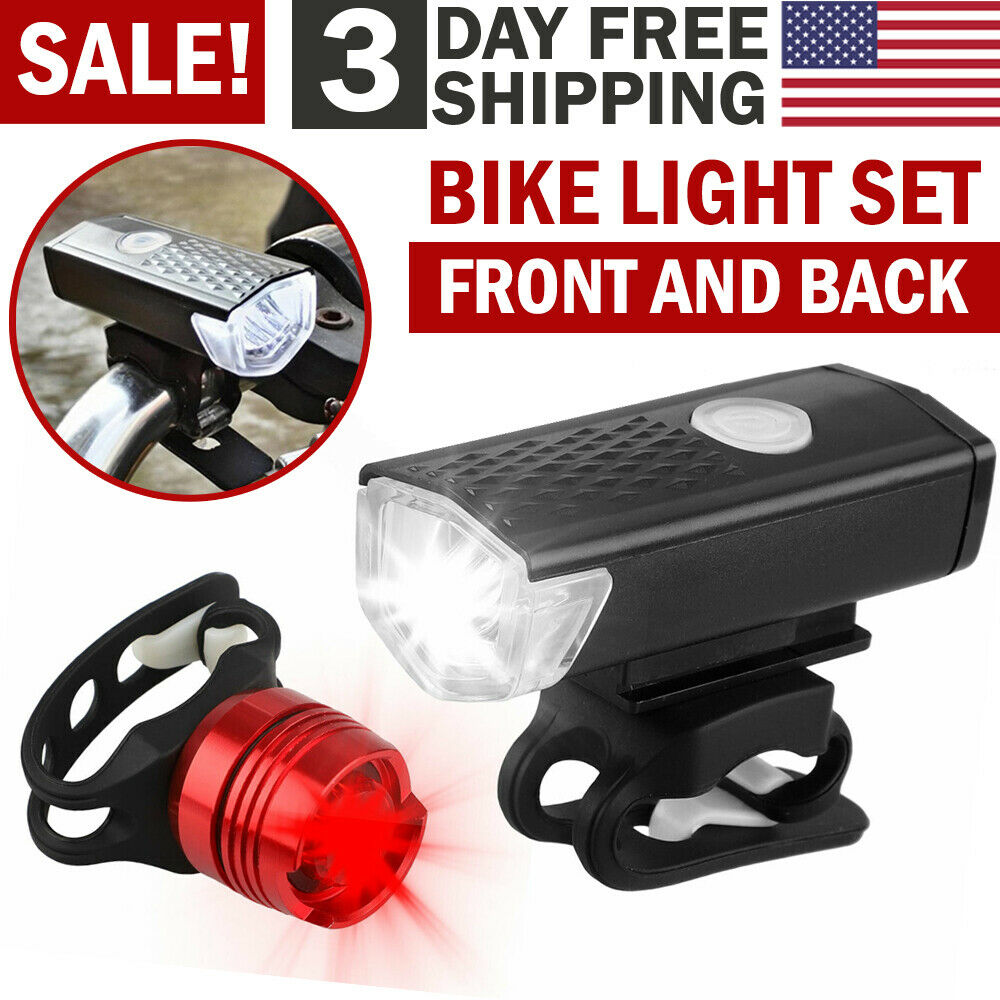 USB Rechargeable LED Bicycle Headlight Bike Head Light Front Rear Lamp Cycling