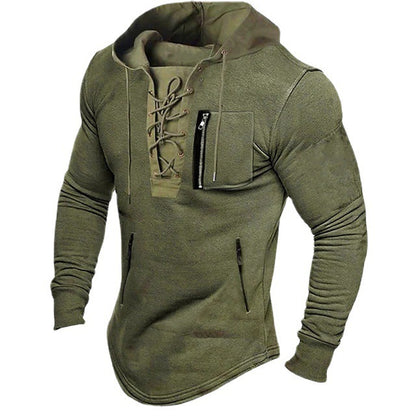 Tied Zipper Pocket Street Hoodie