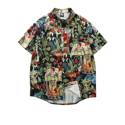 Hawaiian American Floral Shirt Men's Short Sleeve Trend