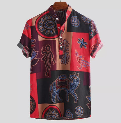 European And American Men's Oracle Print Men's Shirt Tops