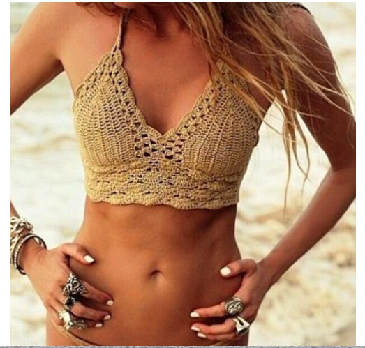 Hand-woven vest wrapped bikini