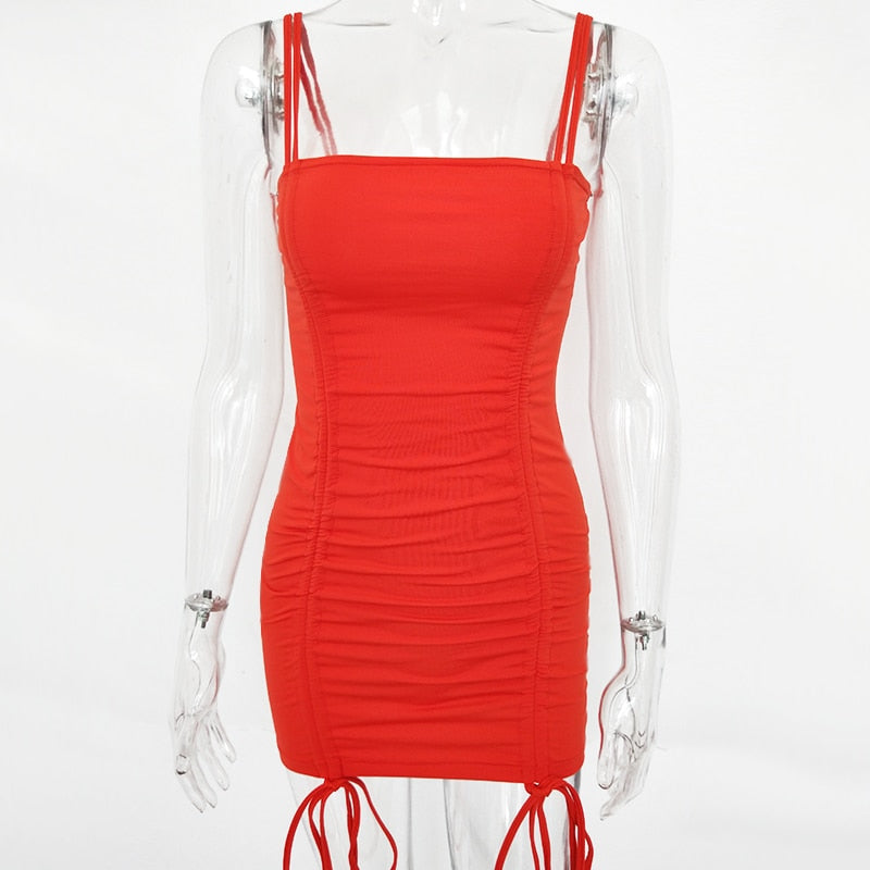 Articat Spaghetti Strap Backless Dress