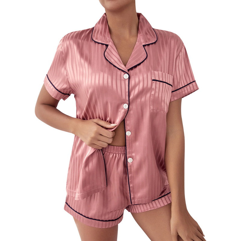 Short Sleeve Silk Pajama Set