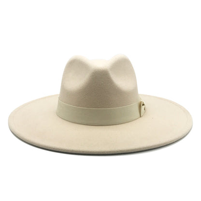 Flat Brim Basic Woolen Fedora