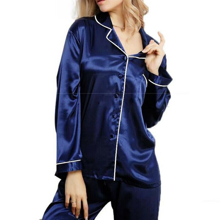 Silk Home Long-Sleeved Spun Silk Fashion Pajamas