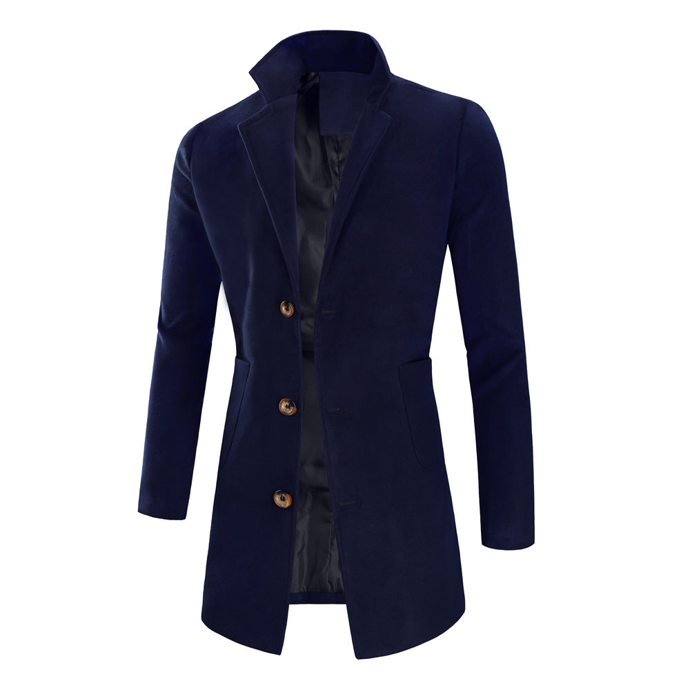 Mid-length Solid Color Trench Coat