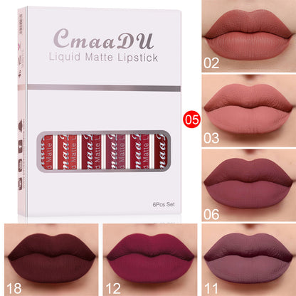 6 Colour Matte Non-stick Waterproof Lipstick