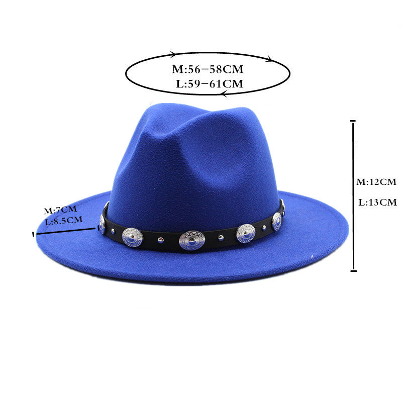 Flat Brim Fedora With Metal Belt