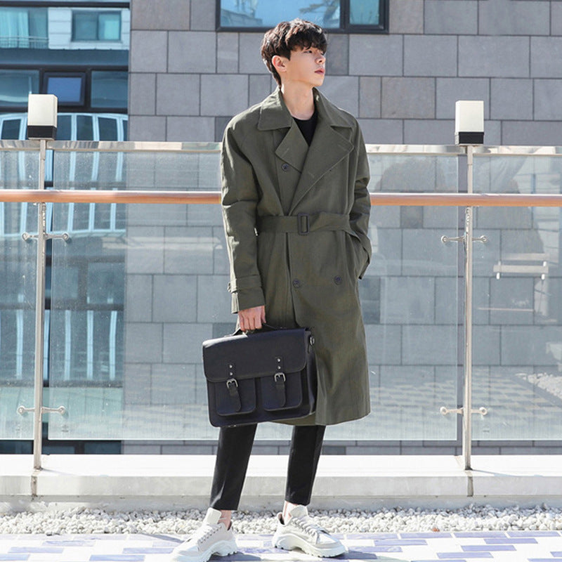 Cotton All-match solid color lapel trench coat