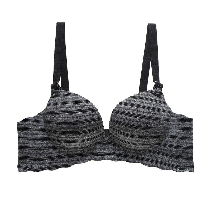 Glossy Stripe Seamless Plunge Bra