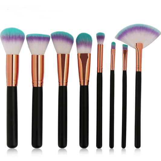 8 Wooden Handle Wool Makeup Brushes