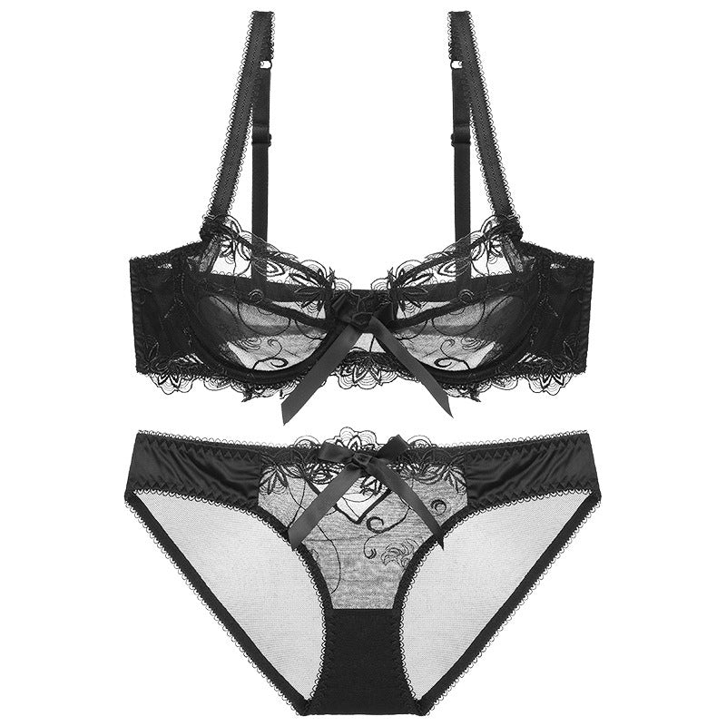 Frill Floral Embroidery breathableb detail lace mesh underwear