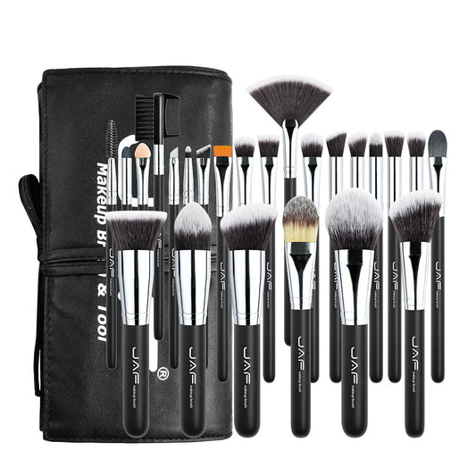 Black White 24 makeup brushes Pleather Case