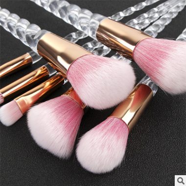 Spot 7 crystal makeup brush transparent spiral handle horn makeup brush makeup tool set new