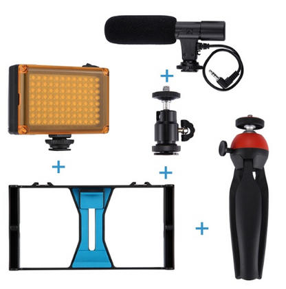 iPhone Compatible Microphone Tripod with LED Light