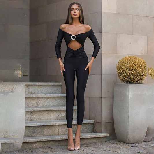 Off-shoulder Hollow Jumpsuit