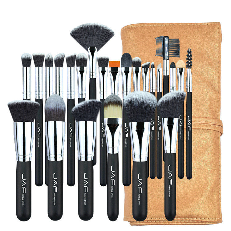 Black White 24 makeup brushes Pleather Case