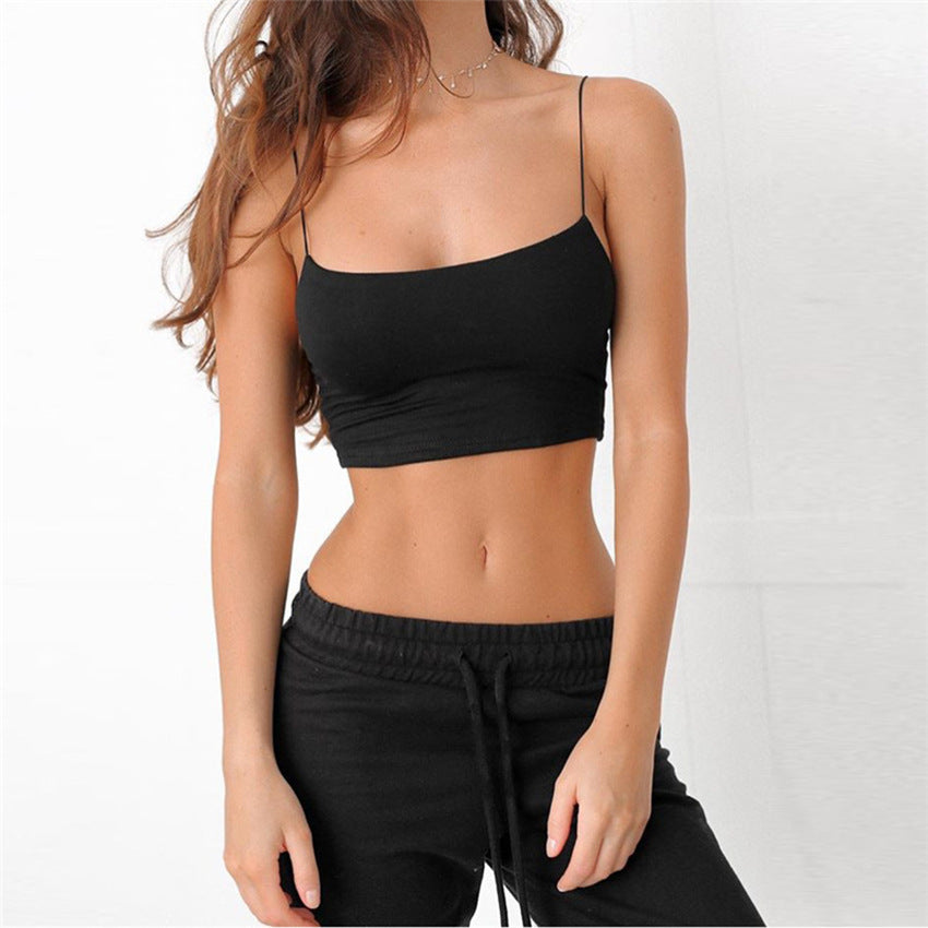 Summer Sexy Female Crop Tops 95% Cotton Women Sleeveless Straps Tank Top Solid Fitness Lady Camis Casual White Black Top