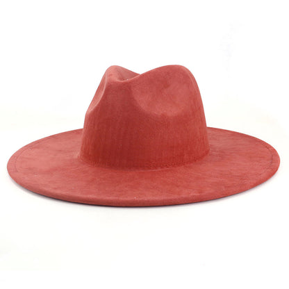 Suede Top Big Brim Flat Edge Hat