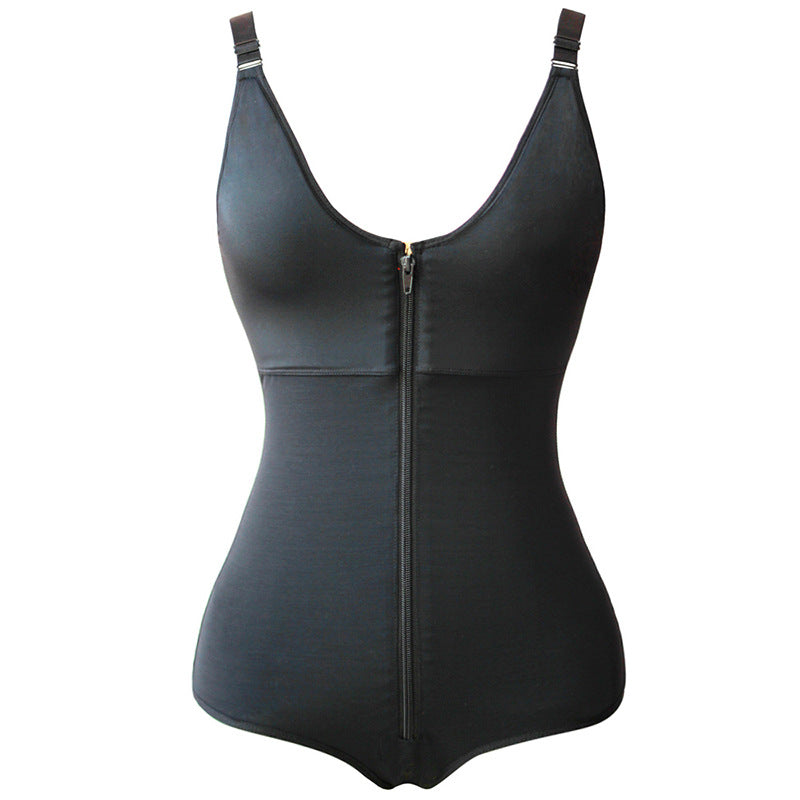 Front Zip Closure One Piece Shaping Body Suit