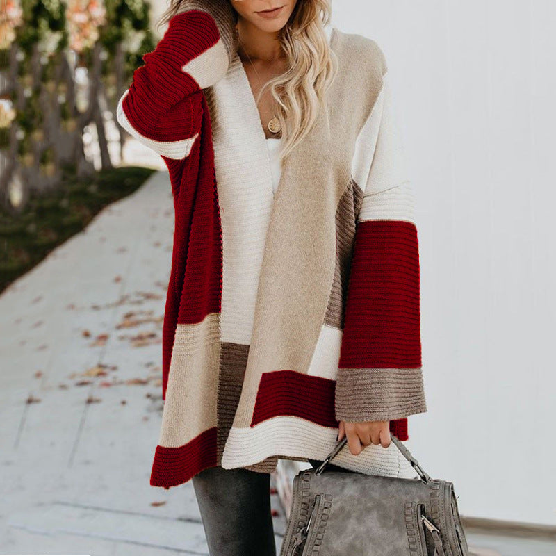 Tri-Tone Loose Long Sleeve Travel Cardigan