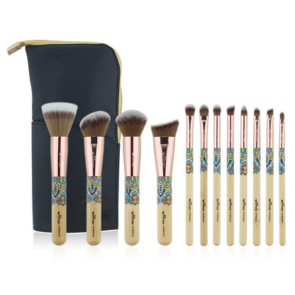 Aztec Print  Wooden Handle 12 makeup brushes