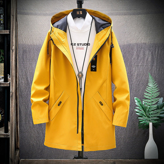 Mid-length Loose Hooded Casual Trench Coat