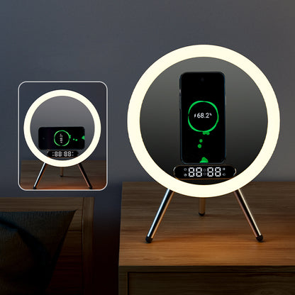 Multi -function LED Mirror Alarm Clock Wireless Charger Digital Clock Time USB Table Clock