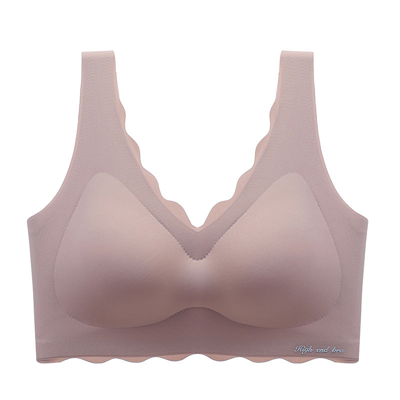 Pastel Tone Seamless Scalloped Edge Bra