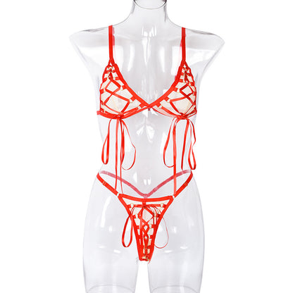 Strapping and Bow Detail Harness Lingerie Set