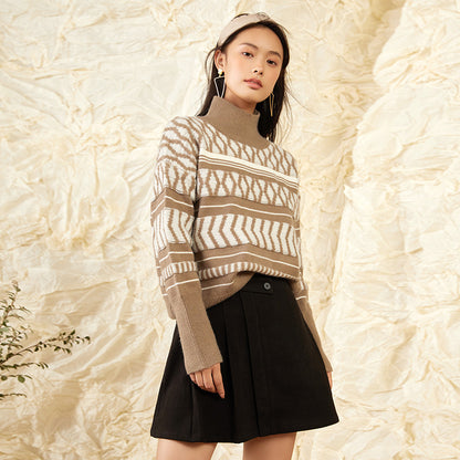 Loose Pullover CrissCross Stitching Detail Sweater Fashion Casual Knitwear