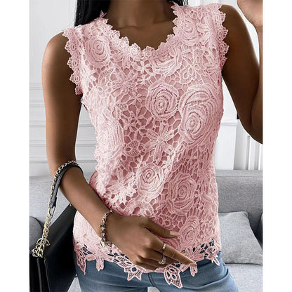 Flowers Lace Rose Embroidery Summer Vest