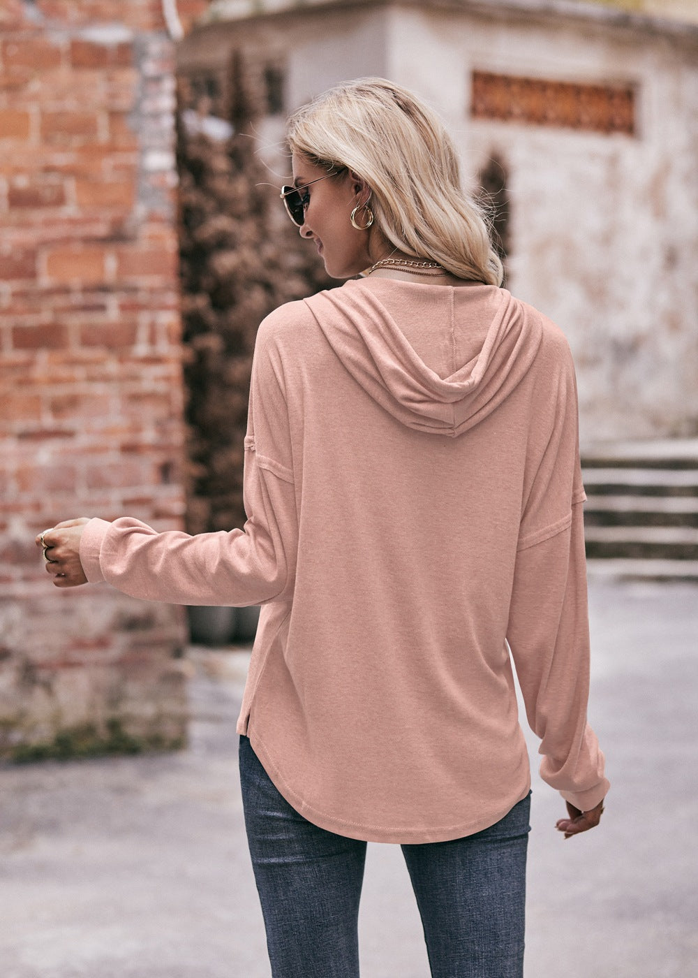 V-neck Drawstring Pullover