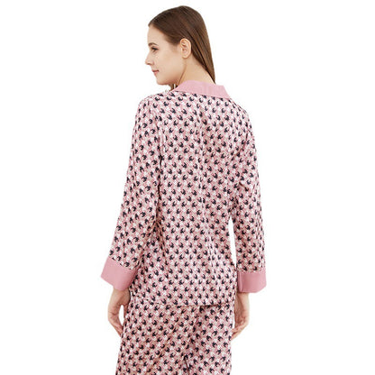 Ice Silk Print Pajama Set Loose And Fashionable