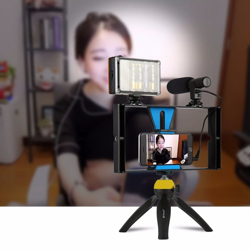 iPhone Compatible Microphone Tripod with LED Light