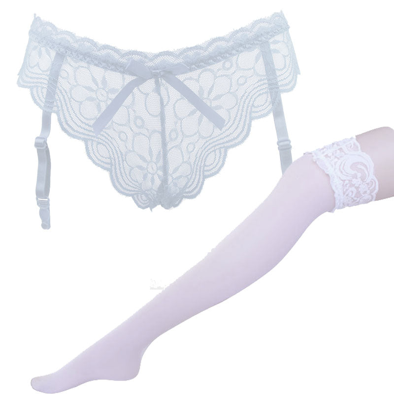 Transparent high tube stockings underwear set