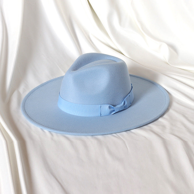 Flat Brim Basic Woolen Fedora