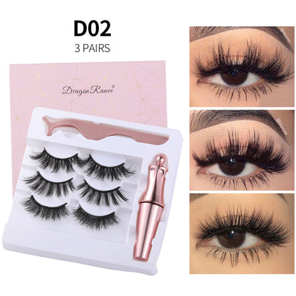 Natural Long Lasting Magnetic Liquid Eyeliner & Magnetic False Eyelashes & Tweezer Set Make up Set