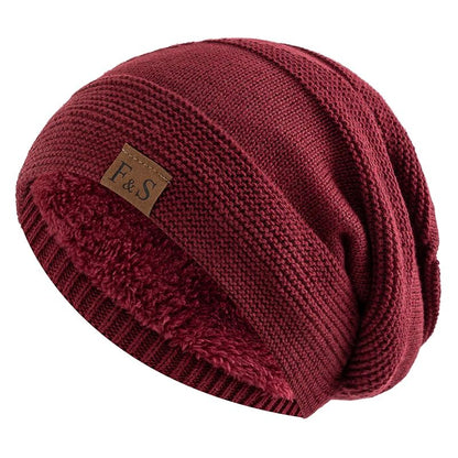 Fleece-lined Pullover Knitted Cloth Label Woolen Beanie