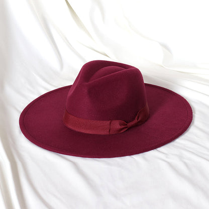 Flat Brim Basic Woolen Fedora