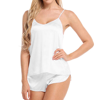 Summer Women's V-neck Lace Camisole Shorts Pajama Set