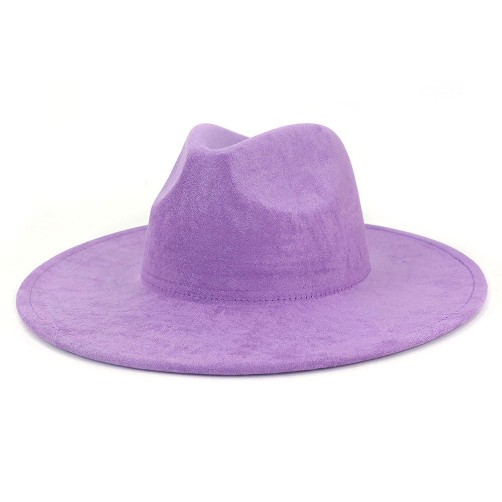 Suede Top Big Brim Flat Edge Hat