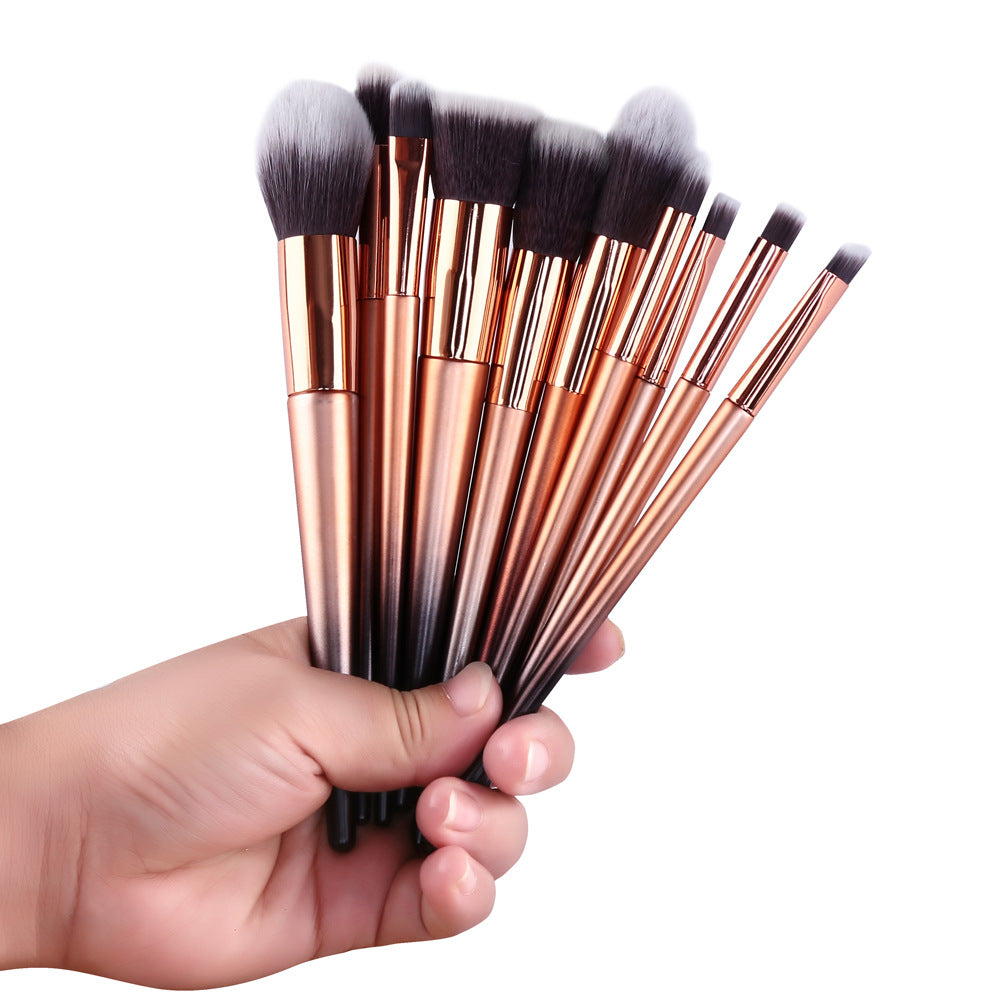 Plastic Handle Makeup Brush Set of 10