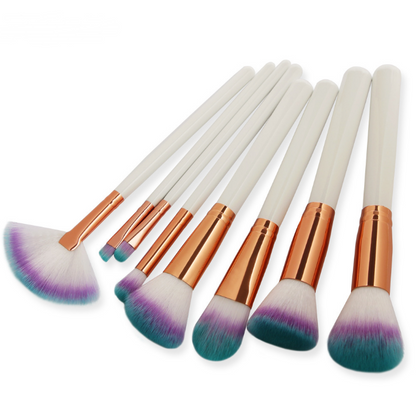 8 Wooden Handle Wool Makeup Brushes