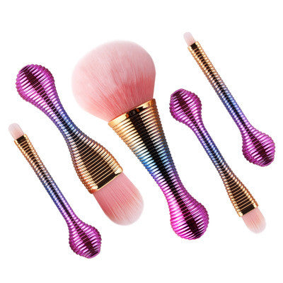 5pcs Rainbow Groove Makeup Brushes