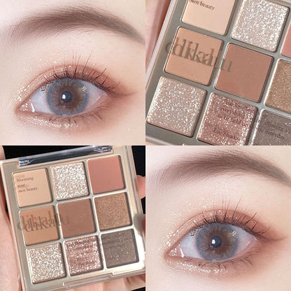 Transparent Milk Tea Nine Grid Nine Color Acrylic Eye Shadow Plate Shimmer Matte Nude Color