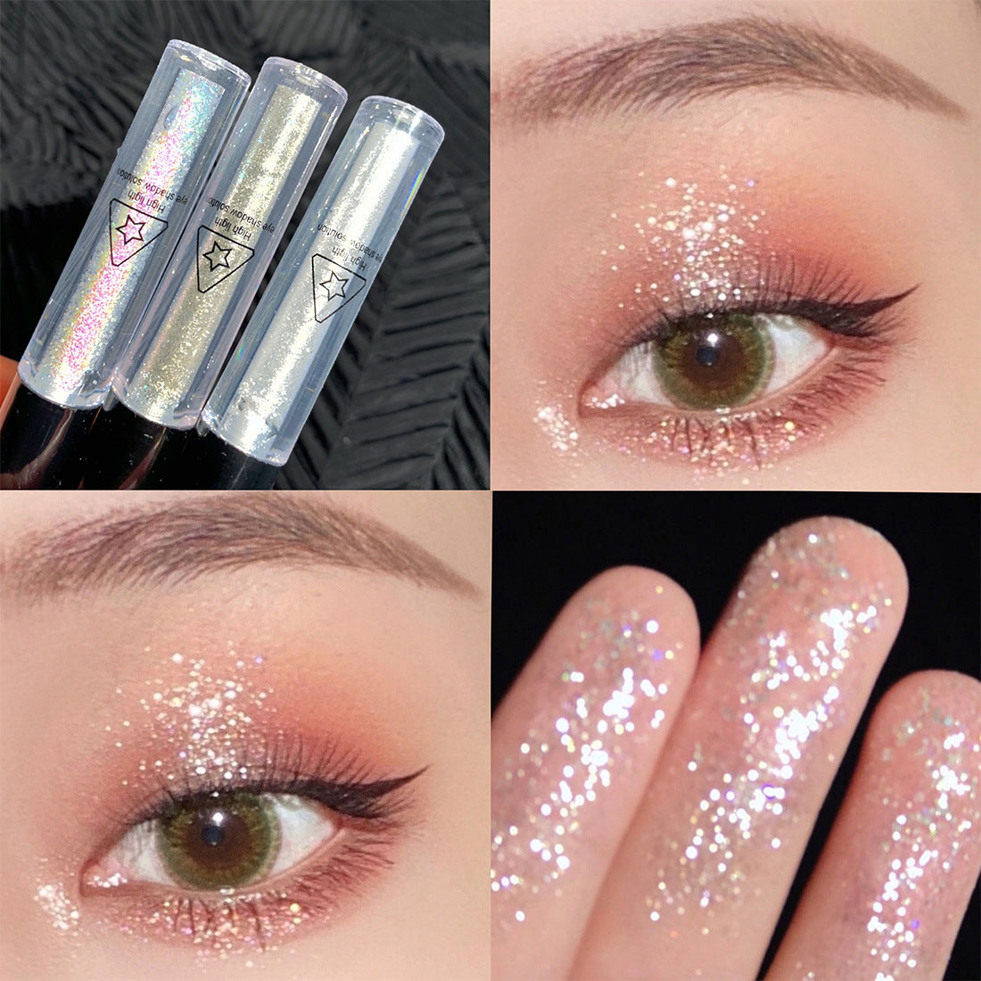 Pearlescent Shiny Eyeshadow Waterproof Long Lasting Diamond Glitter Liquid Eye Shadow Makeup Highlighter Pigment Cosmetics